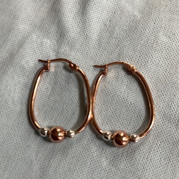 Rosegold Beaded Hoops - Picture 4 of 6